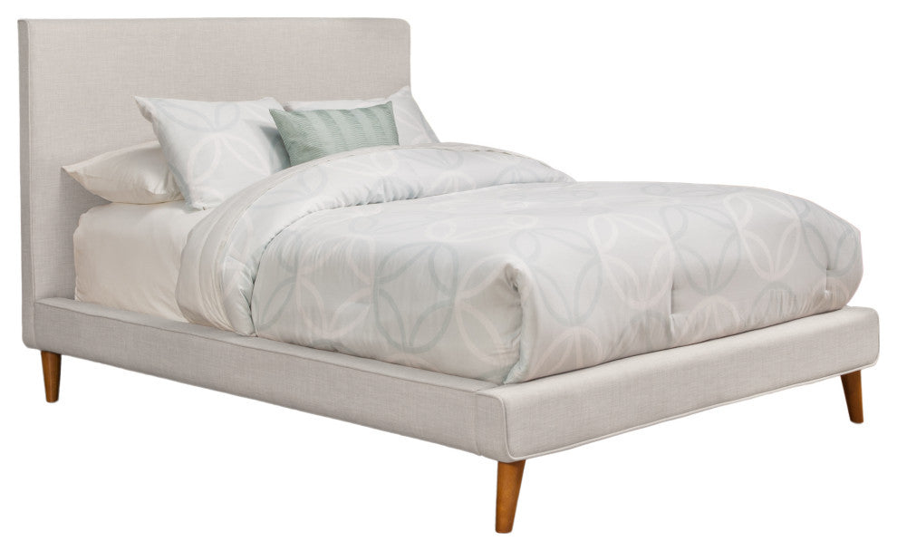Britney Queen Upholstered Platform Bed, Light Grey Linen
