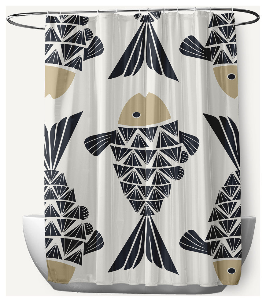 Big Fish Taupe 70" w x 73" h Shower Curtain