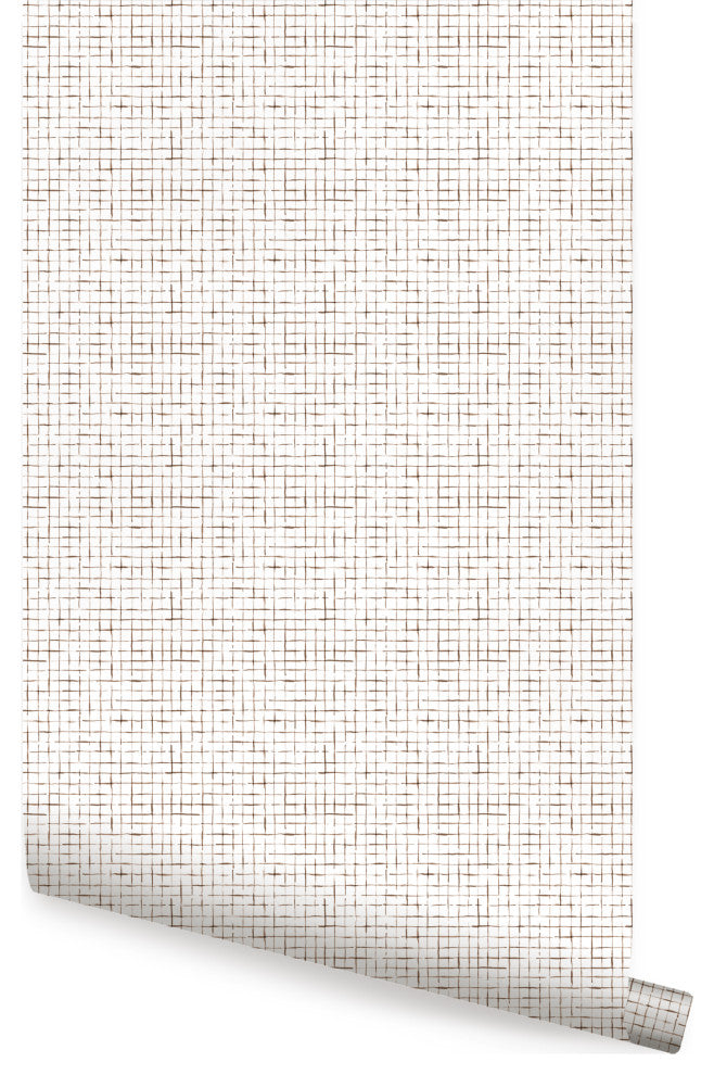 Crosshatch Peel and Stick Vinyl Wallpaper, Brown, 24" X 60"