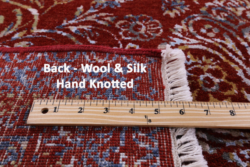 9' 1" X 12' 2" Modern Hand Knotted Wool and Silk Rug Q11353