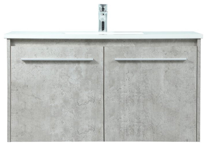 Phoebe Single Bathroom Vanity, Concrete Gray, 36", Without Backsplash