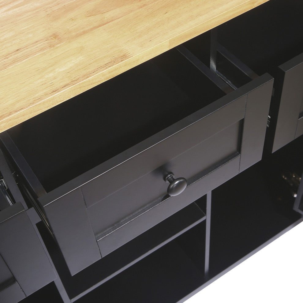 Black/Blue/White MDF Kitchen Cart Multifunctional, Storage Cabinet, Black