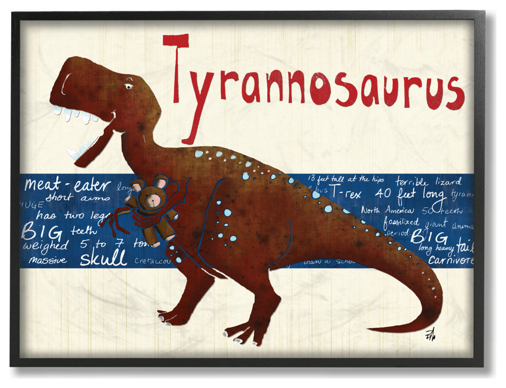 Stupell Industries Tyrannosaurus Dinosaur, 24"x30", Black Framed