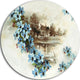 Blue Flowers Illustration, Digital Floral Art Round Wall Art, 38"