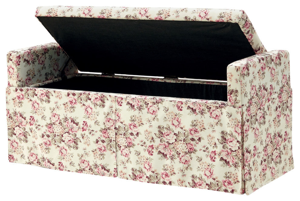 Rustic Manor Emberly Bench, Upholstered, Linen, Cluster Red