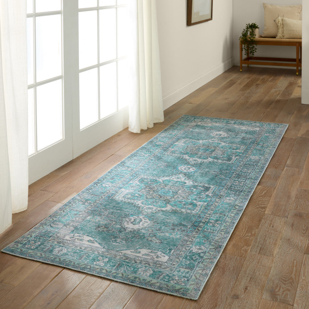 Kate Lester + Jaipur Living Tamara Medallion Teal/ Green Area Rug 2'X3'