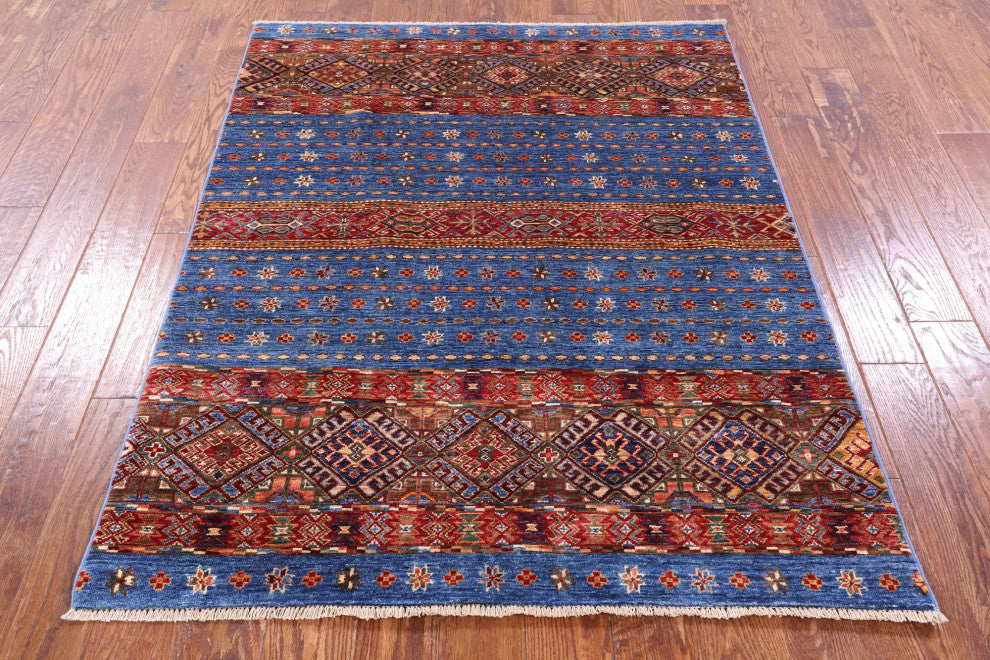 4' 3" X 5' 5" Super Kazak Khorjin Hand Knotted Rug Q11065