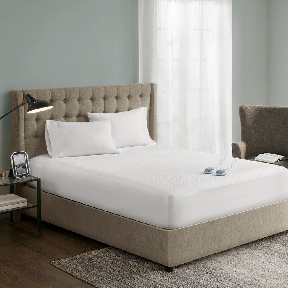 Serta Waterproof Heated Mattress Pad, White