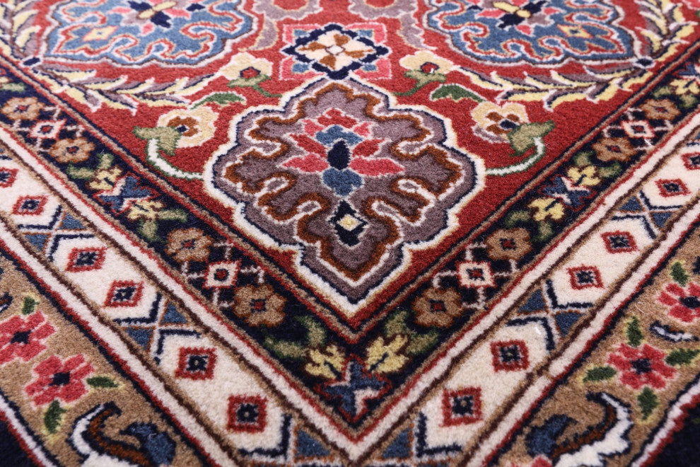 Navy Blue Persian Tabriz Handmade Wool Rug 9' 1" X 12' 3" Q9509