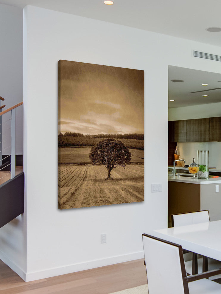 "Lone Tree at Sunset" Painting Print on Canvas