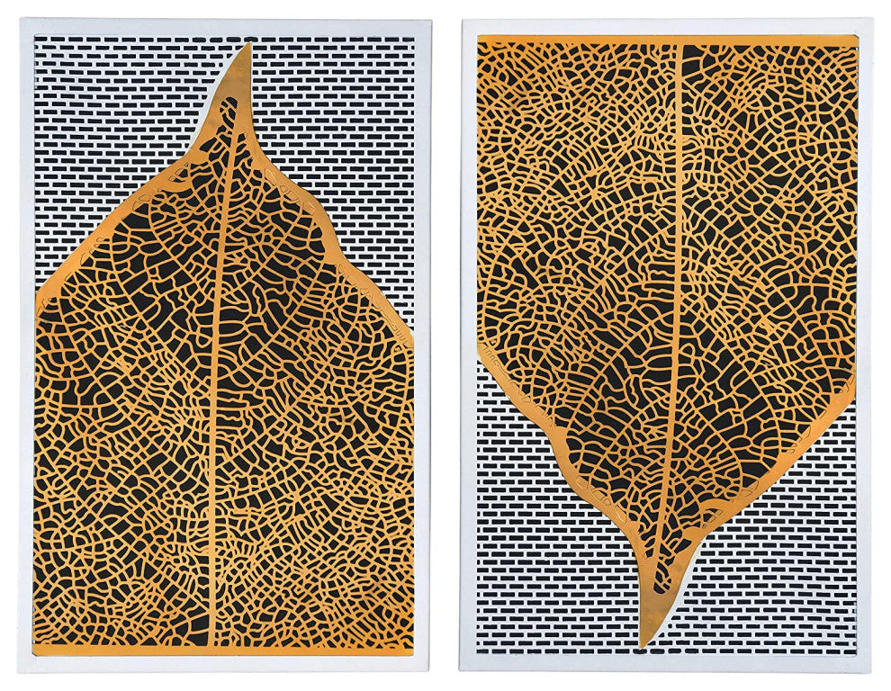 DecorShore Gold Leaf Nature Metal Decorative Wall Art