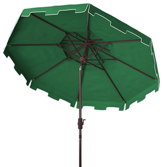 Safavieh Outdoor Zimmerman 9ft Double Top Market Umbrella Dark Green/White Trim