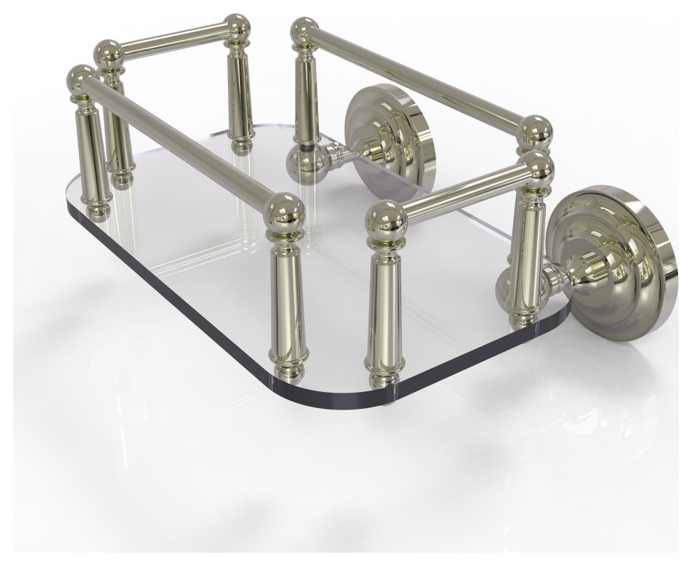 Que New Wall Mounted Glass Guest Towel Tray, Polished Nickel