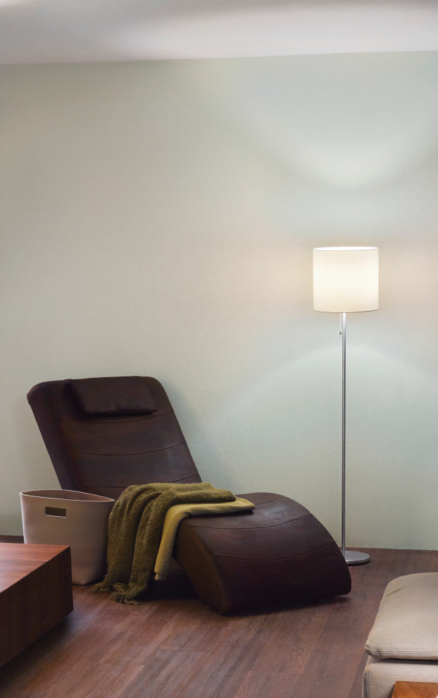 1x100W Floor Lamp w/ Aluminum Finish & White Fabric Shade