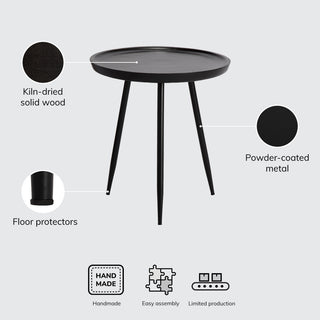 Chervey Tri Pin Side Table, Black