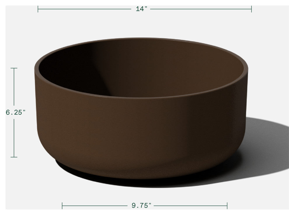 Pure Series Kona Bowl 14" Planter, Espresso, 2 Pack