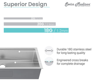 Rivage 45x19" Single Basin Undermount Kitchen Workstation Sink