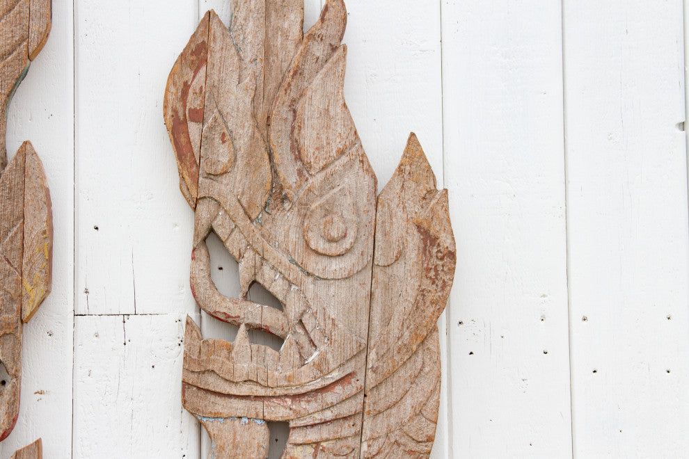 Pair of 18th Century Carved Thai Naga Panels