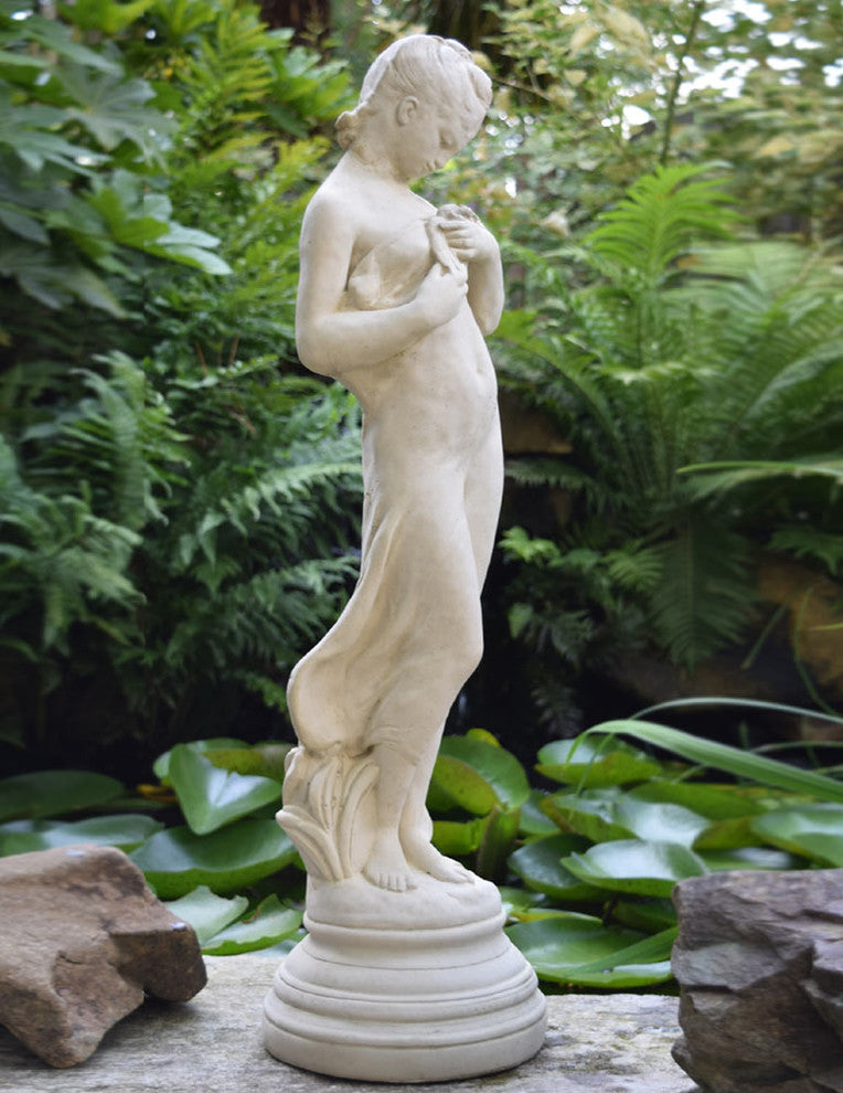 Vintage European-Style 'Gentle Grace' Girl Cast Stone Garden Statue