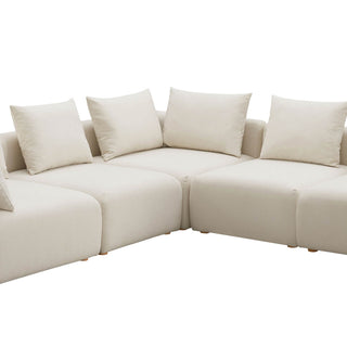 Hangover 5-Piece Upholstered Modular L-Sectional, Cream Linen
