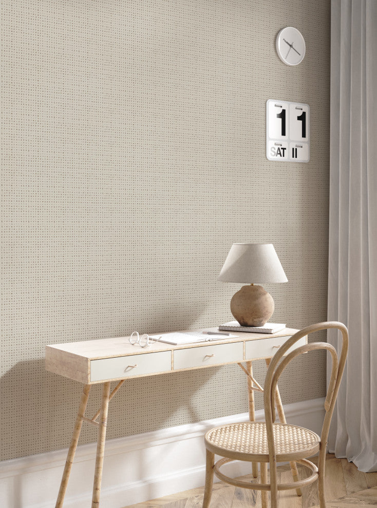 Burlap Hash Pattern Peel and Stick Vinyl Wallpaper, Desert Taupe, 24"w X 108"h