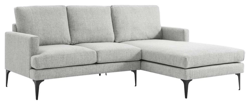 Sectional Sofa Couch, Light Gray, Fabric, Modern