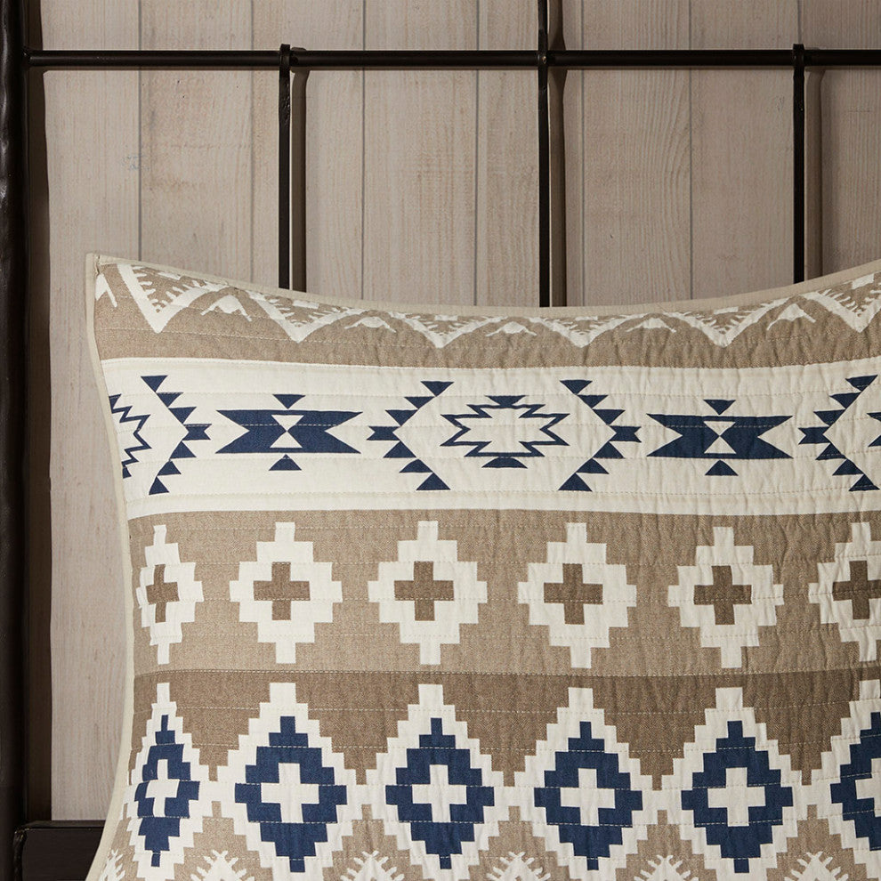 Woolrich Montana Printed Cotton Oversized Quilt Mini Set, Tan