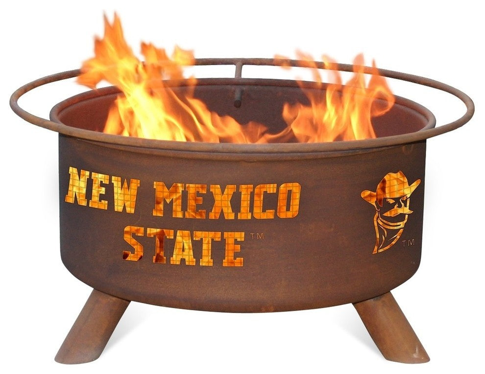 Customizable NCAA Logo Fire Pit, Rust Patina, Nmsu