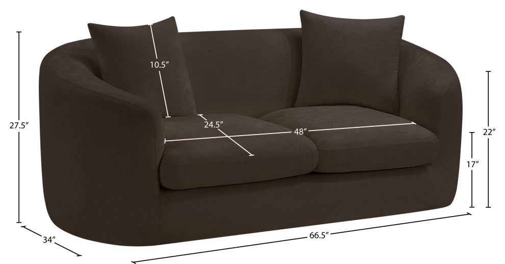 Penelope Upholstered Loveseat, Brown, Chenille Fabric