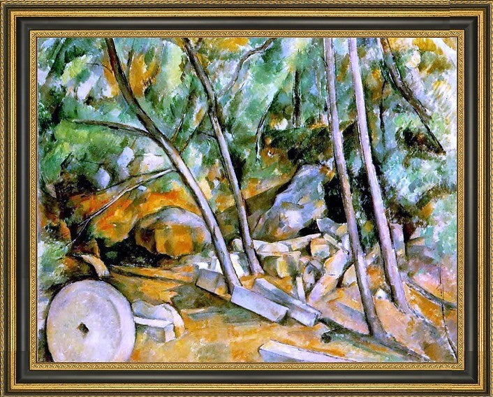 Paul Cezanne Woods with Millstone - 18" x 24" Framed Premium Canvas Print