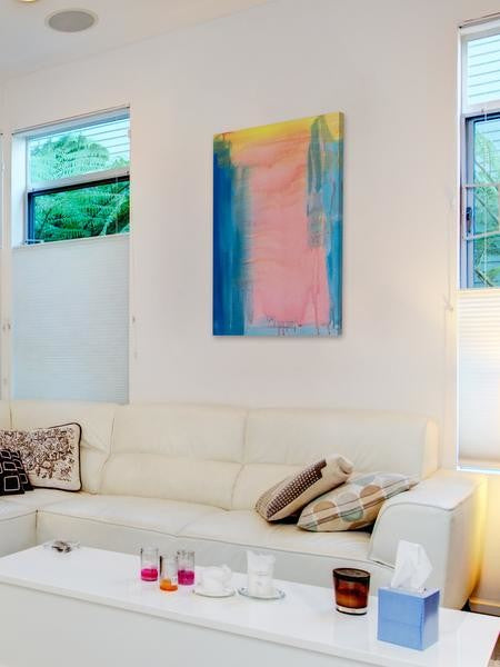 "Blue & Pink" Painting Print on Wrapped Canvas, 40"x60"