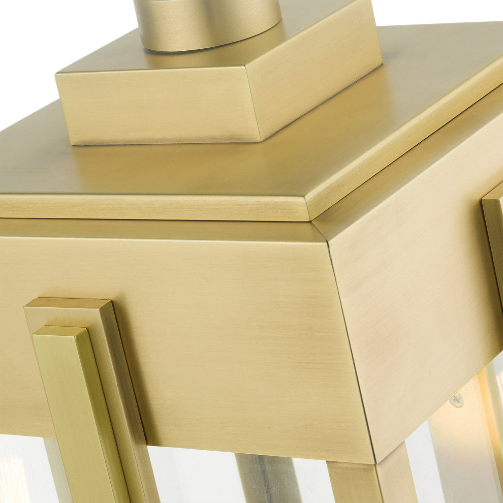 Natural Brass Art Deco, Sophisticated Outdoor Post Top Lantern