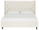 Williams King Nail Button Tufted Wingback Platform Bed, Linen Talc