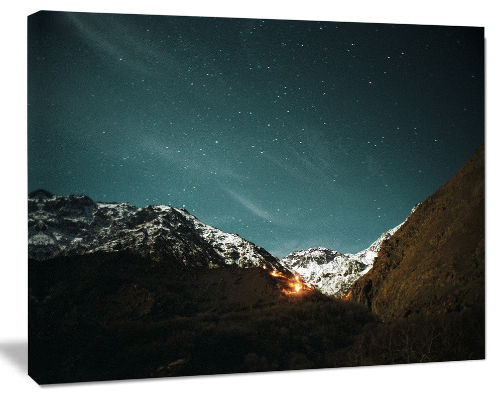 Fire in Rugged Mountains, Landscape Canvas Art Print, 40"x30"