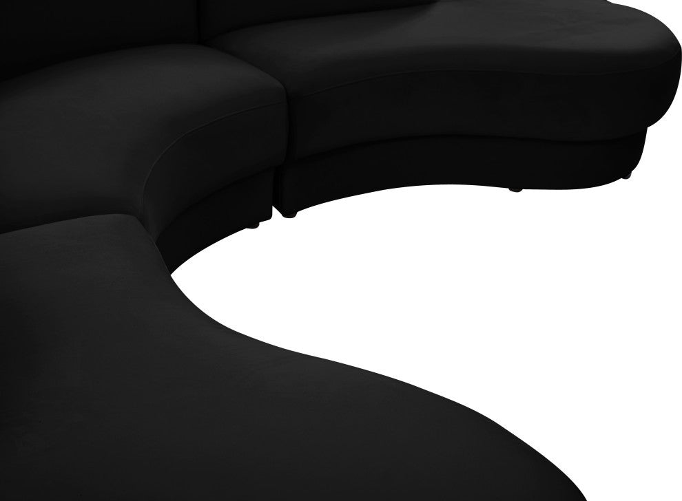Rosa Velvet Upholstered 3-Piece Sectional, Black