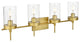 4 Light Brass And Clear Bath Sconce