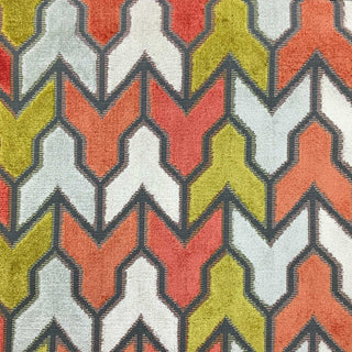 Rocket Geometric Cut Velvet Upholstery Fabric, Sorbet