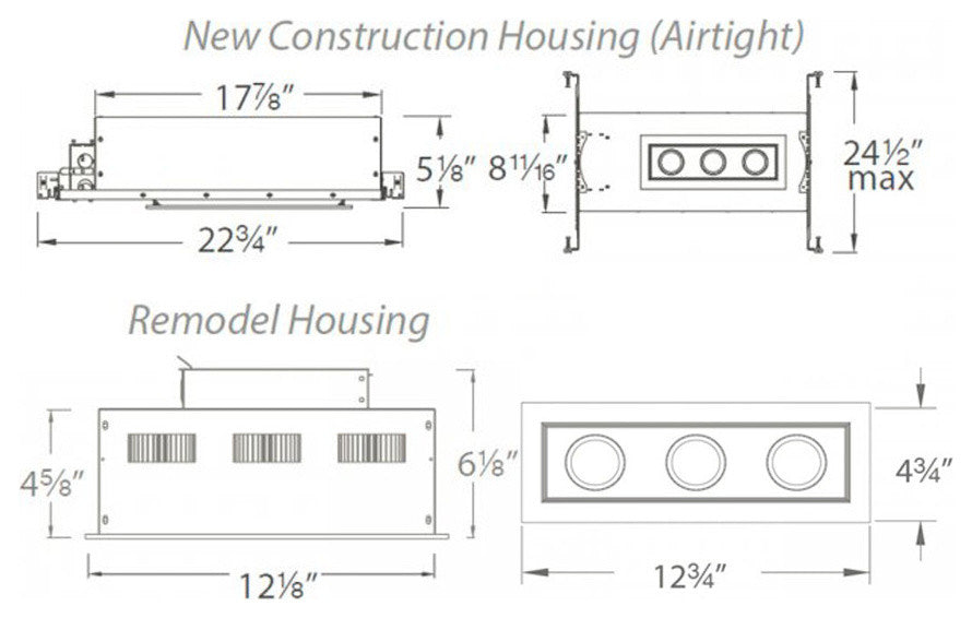 Mini Multiple LED Three-Light Housing With and-Light 2700K Narrow, White