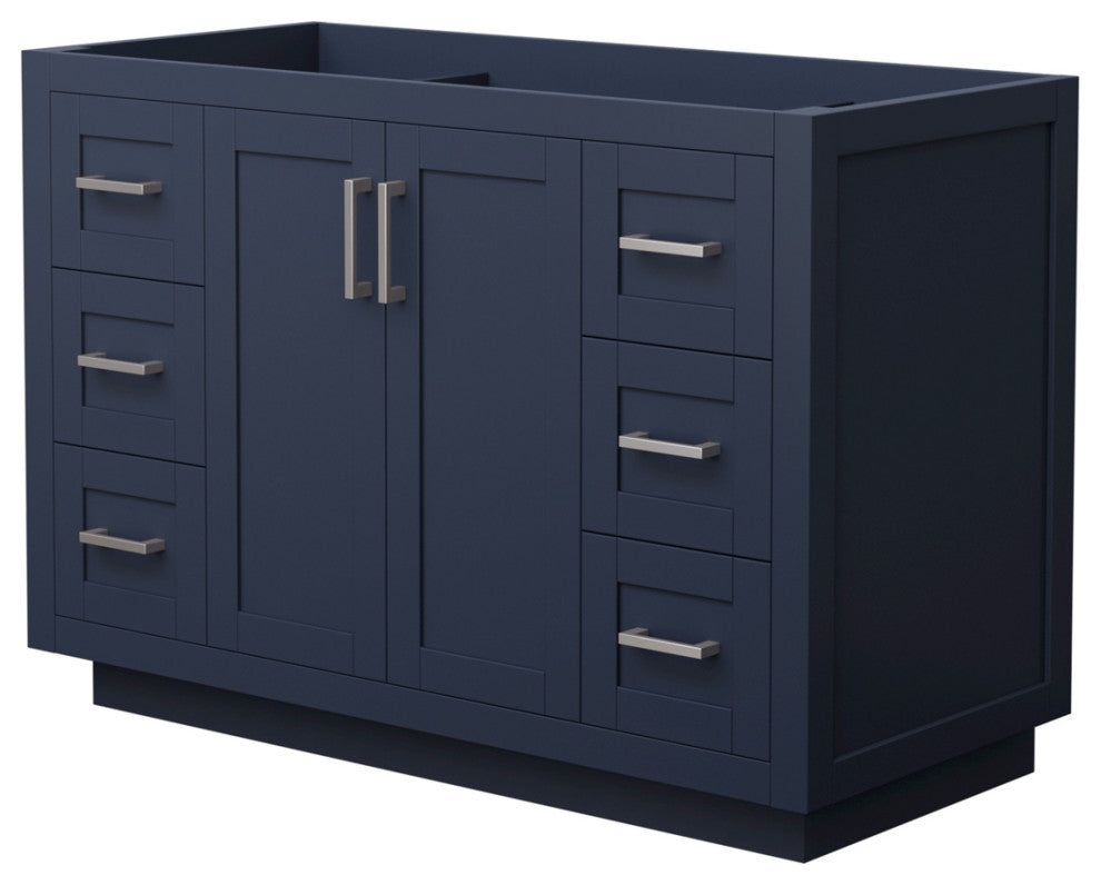 48" Single Bathroom Vanity, Dark Blue, No Countertop, No Sink, Nickel Trim