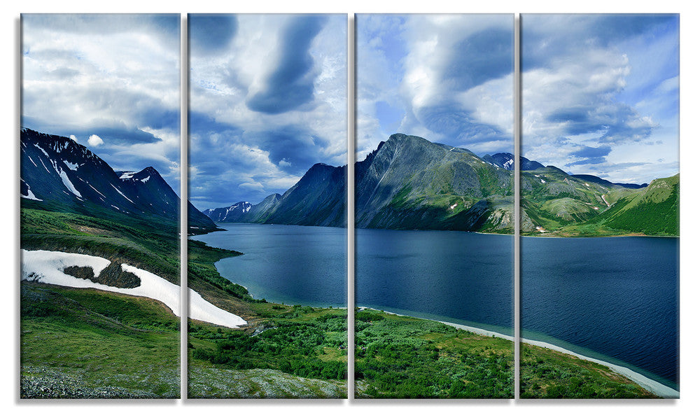 Polar Ural Mountains Panorama, Landscape Canvas Art Print, 48"x28", 4 Panels
