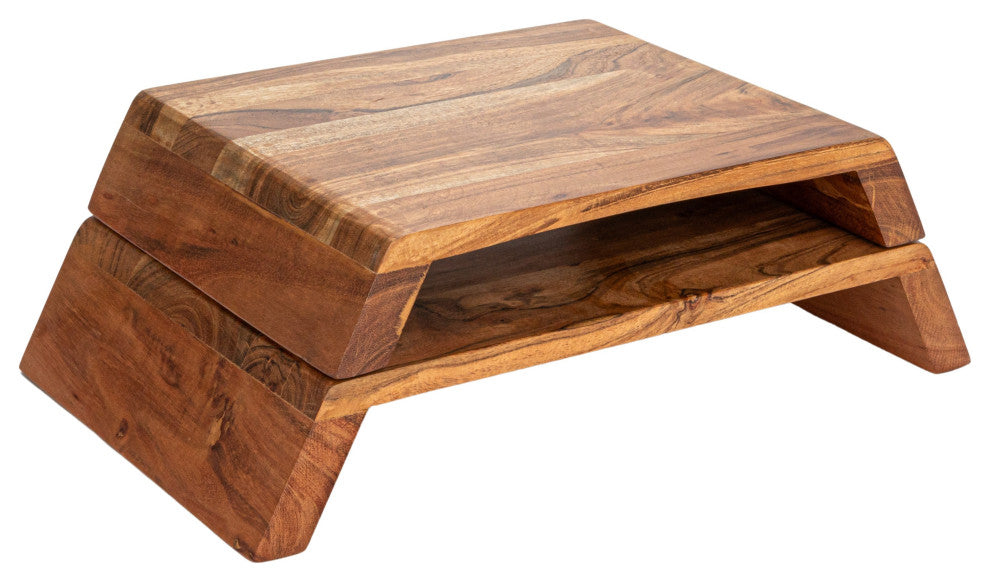Acacia Wood Nesting Pedestals Natural, Set of 2