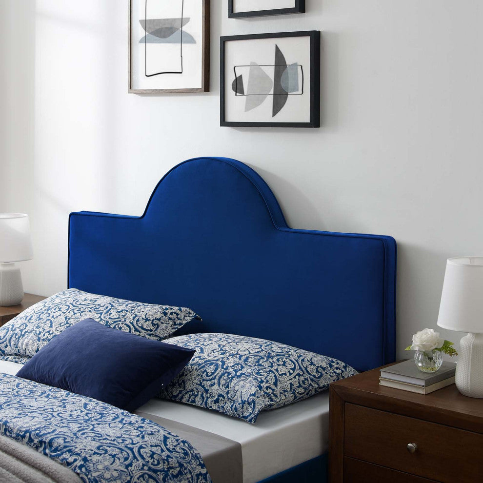 Headboard, King Size, Velvet, Blue Navy, Modern Contemporary, Bedroom Master