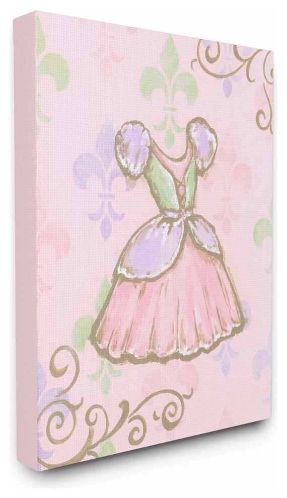 Stupell Industries Princess Dress with Fleur de Lis on Pink Background, 24 x 30