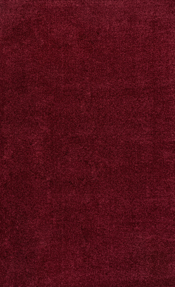 Haze Solid Low-Pile Runner Rug, Dark Red, 3 X 5