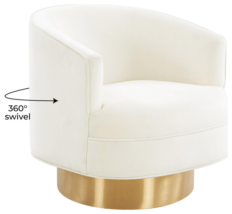 Stella Cream Velvet Swivel Chair - Cream