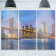 "Brooklyn Bridge With Lights and Reflections" Metal Wall Art, 3 Panels, 36"x28"