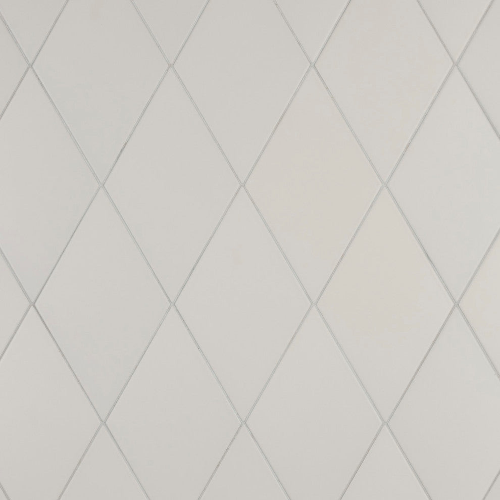 Rhombus Porcelain Tile, Smooth White