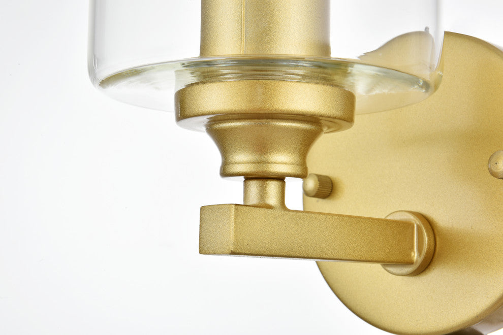 1 Light Brass And Clear Bath Sconce