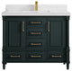 Aberdeen 42 Single Sink Bath Vanity in Dark Forest Green 2" Calacatta Laza