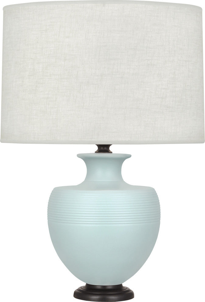 Michael Berman Atlas Table Lamp, Matte Sky Blue With Patina Bronze